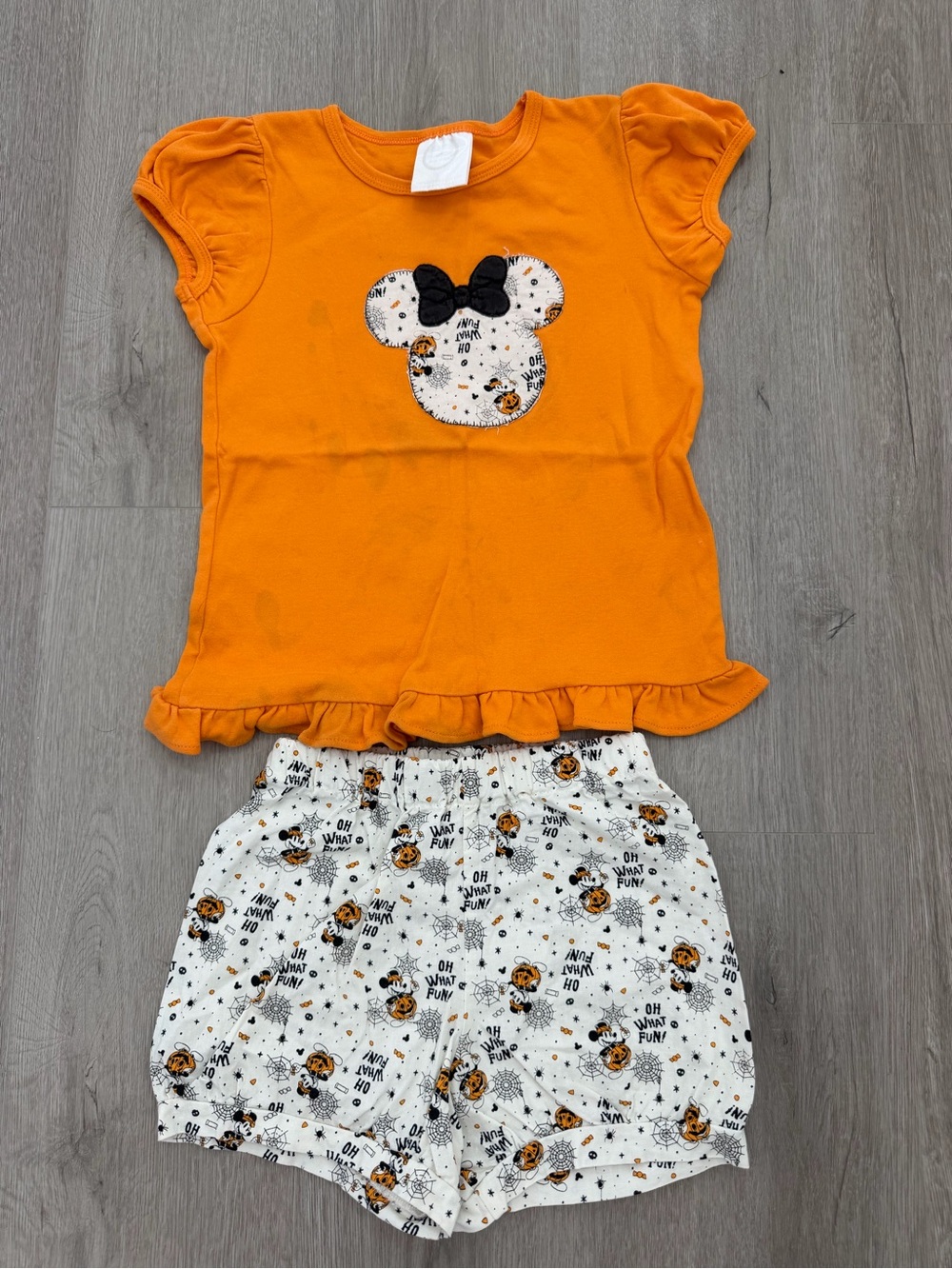 Orange Girls' Halloween Shorts Set with Bow Detail